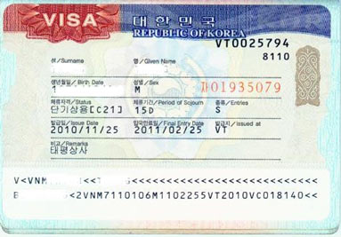 Thủ tục xin visa Hàn Quốc 