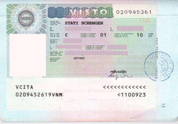  Thủ tục xin visa Ý