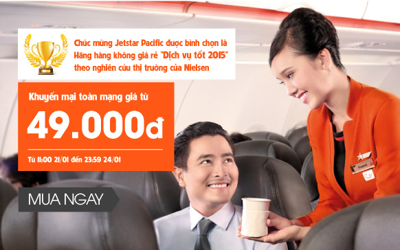 Jetstar Pacific khuyến mãi toàn mạng chỉ 49.000 VNĐ